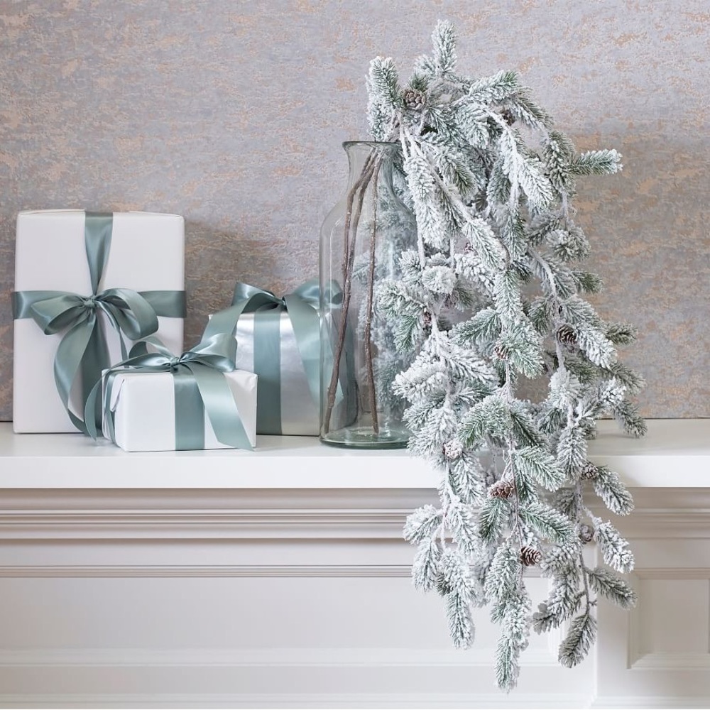 Pottery Barn White Frosted Pine Pick